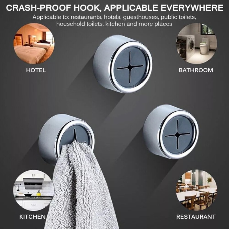 LinaLife 3PCS Push Tea Towel Holder Grip Hook Cloth Kitchen