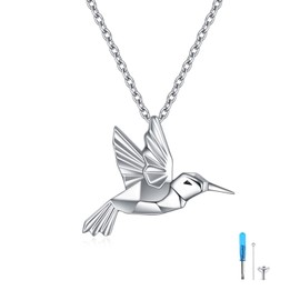 YFN Hummingbird Urn Necklace for Women Sterling Silver Ashes Jewelry for for Ashes Memory Necklace (silver)