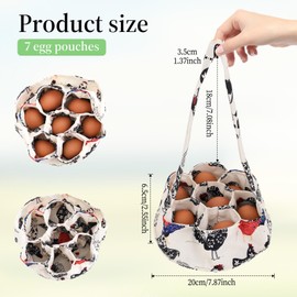 JJUNW 1 Pc Egg Collection Basket, Farmhouse Chicken Egg Holder with 7 Bags, Handheld Egg Purse Egg Basket for Collecting Fresh Eggs, Housewife Garden Transport Storage(Beige Chicken)