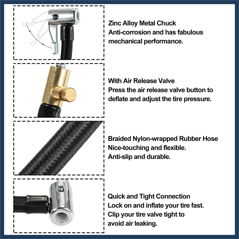 INFINAUTO 2pcs 24" Lock Air Chuck with Air Release Valve