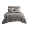 Pemberly Row Fur Down Comforter Mini Set in Gray King/Cal