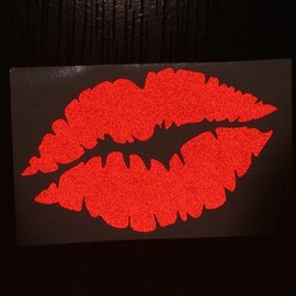 CUSHYSTORE Lips Kiss Jumbo Reflective Decal Sticker Red (10"x6")