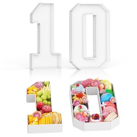 HILAVO Cardboard Number for Charcuterie, 13.7" Cardboard Number 10 Fillable Number for Food Paper Mache Number Boxes for Cupcake Sweet Candy 10th Birthday Anniversary Party Decorations