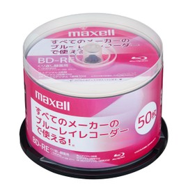 Maxell BD-RE 50 Sheets for Recording BEV25EG.50SPZ, Repeated Recording Type, 25 GB (Single Layer), Terrestrial Digital 180 Minutes, BS Digital 130 Minutes, 4K BS, CS90 Minute Spindle Case, Inkjet