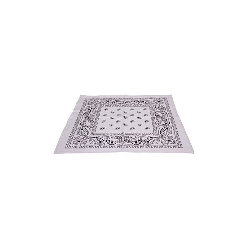 Macahel Cotton Paisley Design Bandana (White)