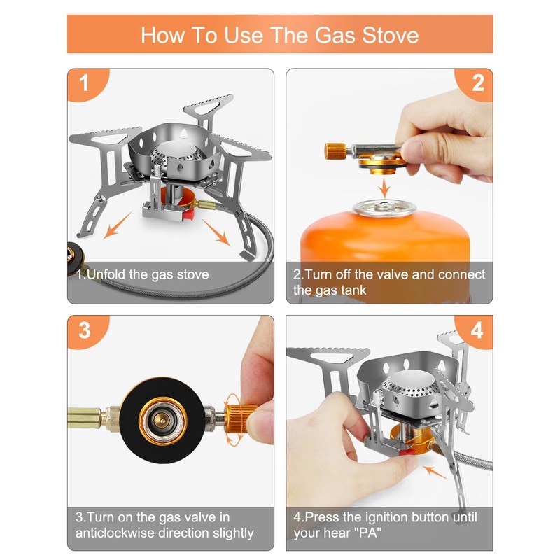 AUTOPkio 3500W Camping Gas Stove Portable, Windproof Backpacking Folding Camping
