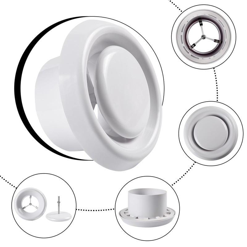 Plastic Round Ceiling Vent, 150mm - 6 inch Air Vent