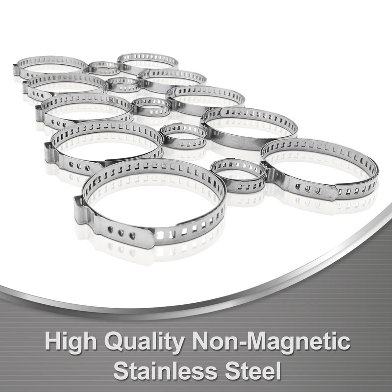 Universal Stainless Steel Bellow Clamps Set of 15 Cable Ties