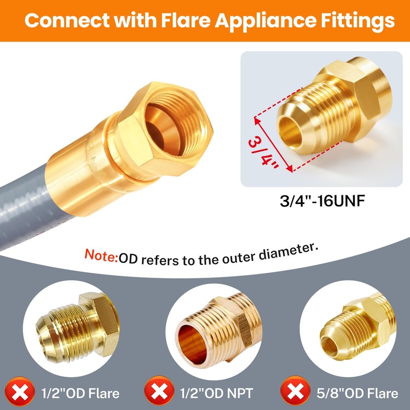 GasSaf 8 FT Natural Gas Grill Hose with Quick Connect