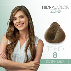 HIDRACOLOR - Tinte Permanente para Cabello Zero Color 8 Rubio Claro 90 ml, sin Amoniáco, Cubre Canas, con Miel y Aloe Vera, Gran Duración y Humectación, Coloración Cabello, Aporta Sedosidad y Brillo