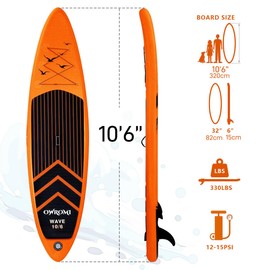 SUP Inflatable Stand Up Paddle Board 10'6" Ultra-Light Thick Paddleboard for All Skill Levels ISUP Paddle Board with Accessories, 10/6 Inflatable Paddle Boards for Adults & Youth