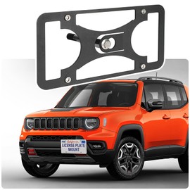 No Drill License Plate Holder Compatible with Jeep Renegade 2015-2022 Front Tow Hook License Plate Mount Bumper Bracket Holder Car Tag Frame Adapter Accessories