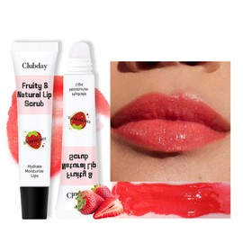 Hydrating Lip Balm with Exfoliating Fruit Scrub – Moisturizing Lip Care Stick for Dry, Chapped Lips, Reduces Lip Lines, Smooths Dead Skin, Nourishing Lip Treatment for All Skin Types