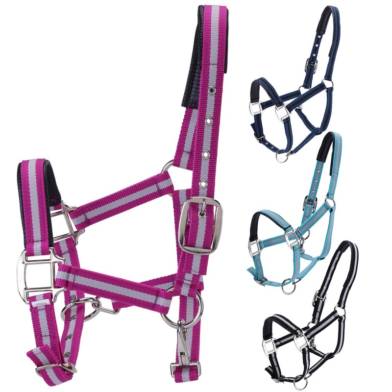 Adjustable Horse Headcollar, Training Halter, Heavy Duty Nylon Padded with