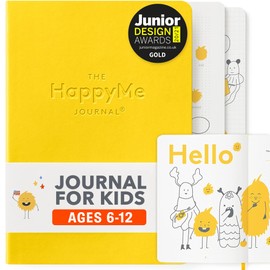 HappyMe - Gratitude Journal for Kids with Daily Prompts, Writing Notebook to Express Thoughts & Feelings, Growth Mindset and Learning Tool for Ages 6-12, Perfect for Reflection, English (US), (Yellow)
