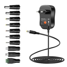 Zolt Universal AC to DC 3V 4.5V 5V 6V 7.5V 9V 12V 2A Power Supply with 5V 2A USB Port and 10 DC Plugs for Home Electronics, 2000mA Max.