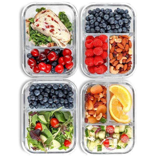 FIT Strong & Healthy Glass Meal Prep Containers, 2 &