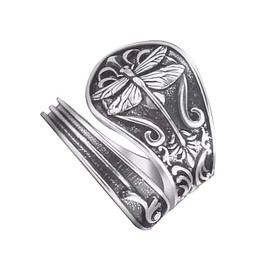Dragonfly Spoon Adjustable Rings for Women Men Vintage Style Cute Animal Retro Open Wrap Around Bands Comfort Fit Thumb Rings Oxidized Promise Statement Jewelry Gifts Xmas Birthday Valentine's Day