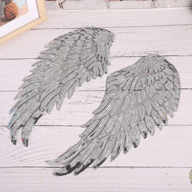 2 Pairs DIY Clothes Wing Sequins Patch Sequins Angel Wings