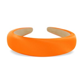 axy Headband made of padded silk fabric in elegant festive colours, beautiful women's headband, hair accessory, hair band, HRK2Ro (neon orange, wide)