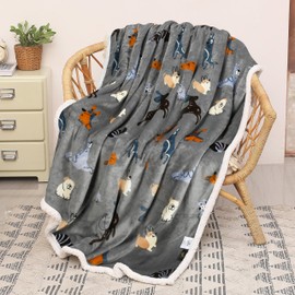 Catalonia Classy Sherpa Blanket, Double Sided Fleece Blanket, Extra Thick Warm Sofa Blanket, Cosy Couch Blanket, Single Bed, Living Room Blanket, 150 x 130 cm