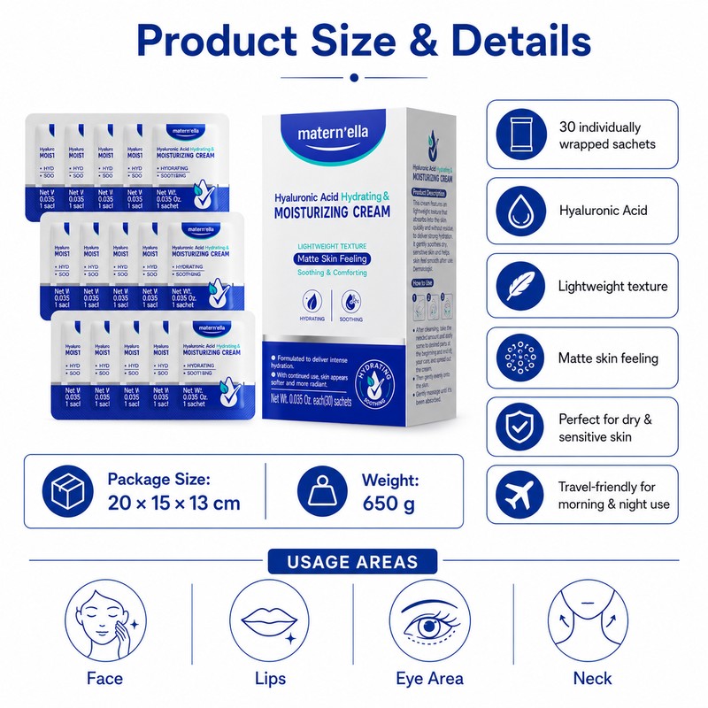 Hyaluronic Acid Moisturizer Sachets for Daily Hydration – Travel Size