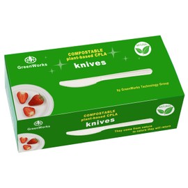 GreenWorks GreenWorks Compostable Knives,100 Count 7" Heavyweight Disposable Biobased Cutlery Knife