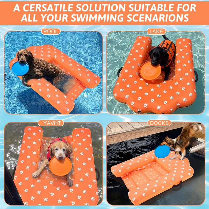 Halloscume Dog Inflatable Water Ramp for Pool Dock Lake, Foldable,