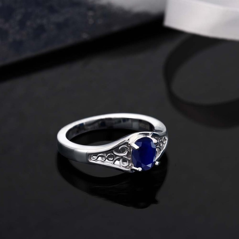 Gem Stone King 1.02 Cttw Anillo de Plata de Ley