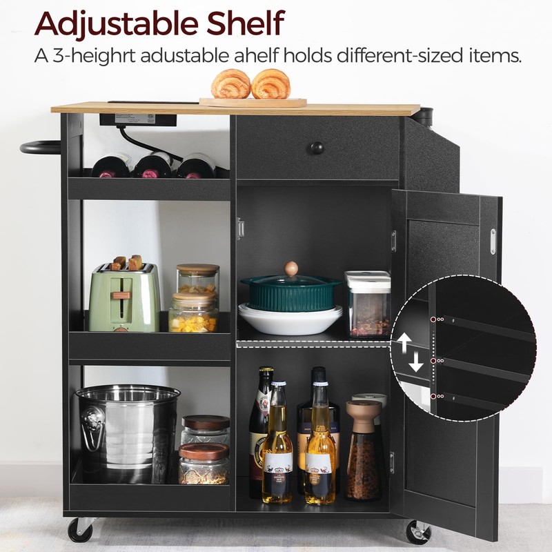 MAHANCRIS Kitchen Island with Power Outlet, Kitchen Storage Island with