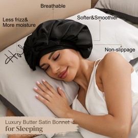 SiBeiXiu Luxurious Non-Slip Satin Bonnet - Silky Soft, Breathable, Comfortable All Night, Secure Fit for Hair Care and Styling Pink
