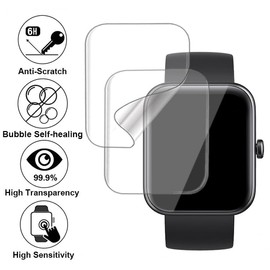 6-PACK Screen Protector Compatible with Cillso T80 1.95” Fitness Tracker Smart Watch, Soft TPU, Full Coverage, Bubble Self-healing, with Non-Slip Pad Sticker