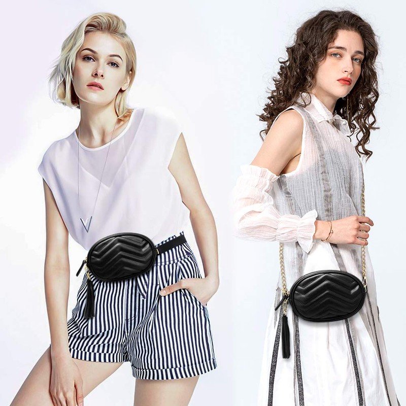 TJEtrade - Riñonera de piel impermeable para mujer, Negro, Una