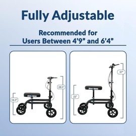 KneeRover Knee Scooter Steerable Knee Walker Crutch - Matte Black