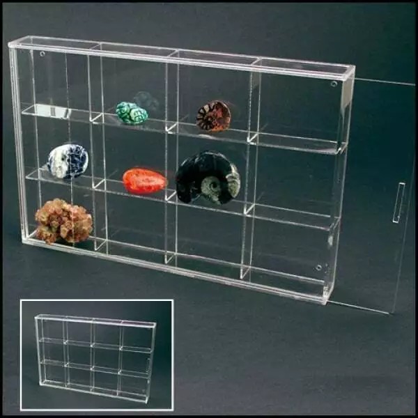 SAFE Rock Display Case-Acrylic Glass Curio with 12 Comparments 2-1/2"