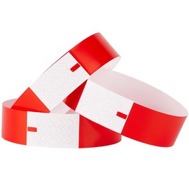 SOFPLATE 300Pcs Event Armbands Red Party Wristbands Bulk Waterproof Lightweight Paper Bracelets Badges Events Admission Identification Hand Labels Indexes for Events Party Clubs Concert Music Safety
