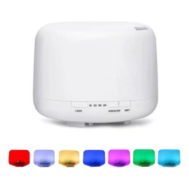 Fopnew Humidificador De Difusión De Aromaterapia Ultrasónica 500ml, 7 Colores, 2 Niveles De Niebla, 3 Temporizadores