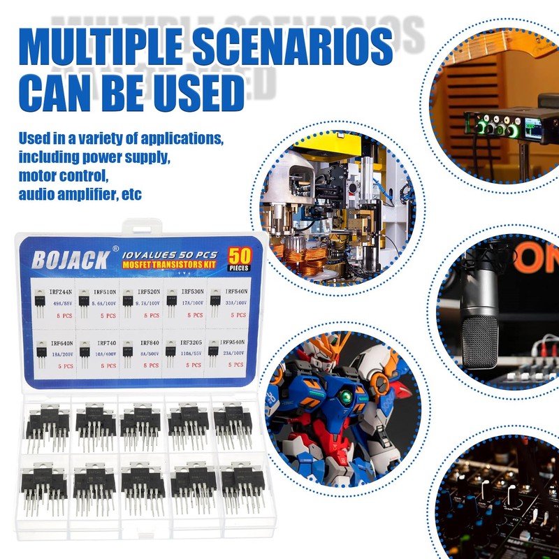 BOJACK 10 Values 50 Pcs IRFZ44N IRF510N IRF530N IRF540N IRF640N