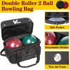 Kioqiear Double Roller 2 Ball Bowling Bag with Large Separate