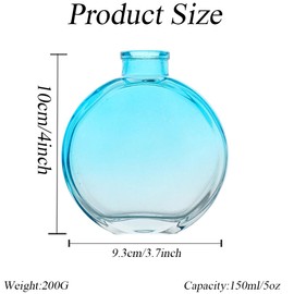 150ml/5oz Empty Blue Round Glass Diffuser Bottle Scented Reed Diffuser Container Decorative Diffuser Jars Fragrance Accessories Use for DIY
