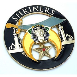 Shriners Masons Masonic 3" Metal Gold Plated Black car Emblem Decal MAS11-BLK
