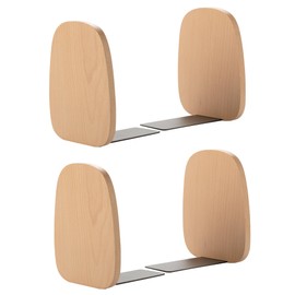 Muso Wood Bookend, Wooden Book Holder for Shelves, Decorative Bookends, Book Holder, Bookends Book Holder for School, Home, Office and School Gift (Beech Wood, 2 Pairs)