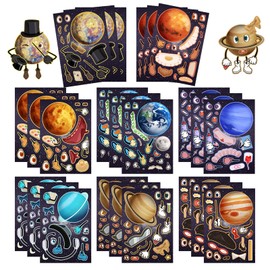 24 Sheets Space Stickers Make Your Own Planet Stickers Games, Make a face Outer Space Sticker, 8 Planets Solar System Birthday Party Favor Stickers DIY Craft Sticker