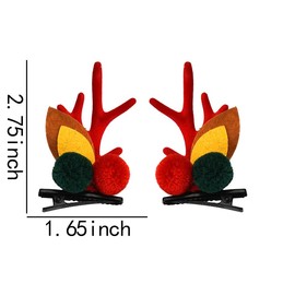 Fluffy Reindeer Antlers Hair Clips Deer Hair Clips Barrettes Pine Cone Elk Reindeer Ears Alligator Clips Decorative Christmas Headdress Reindeer Costume Accessories for Women Men Girls Boys