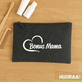 Huuraa Kulturbeutel Bonus Mama Herz Geschenk 1 Liter Charcoal Filz Bonus Mama Geschenkidee