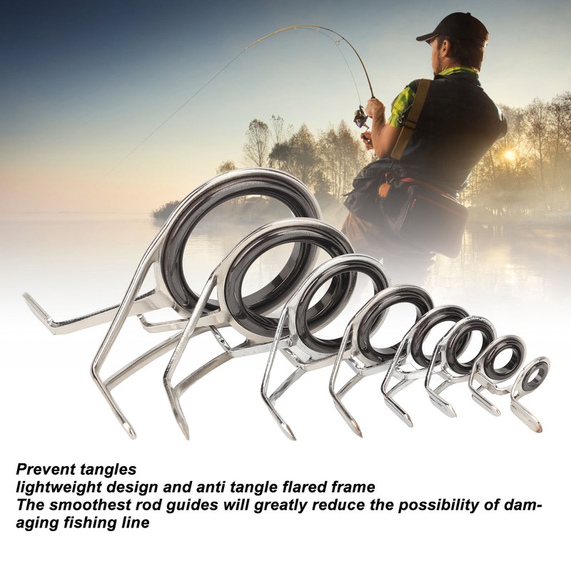 75Pcs Fishing Rod Tip Repair Kit Fishing Rod Guides Stainless