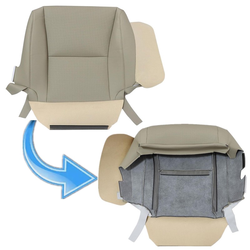 FZJDSD Tan Driver & Passenger Side Bottom Perforated Microfiber Leather