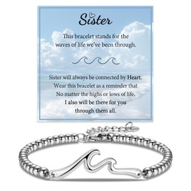 ACOGVN Sister Gifts from Sister Brother, Sister Wave Bracelet Gifts as Big Sister Christmas Birthday Mothers Day Valentines Day Easter Stocking Stuffers Graduation Back to Shool Gifts Presents