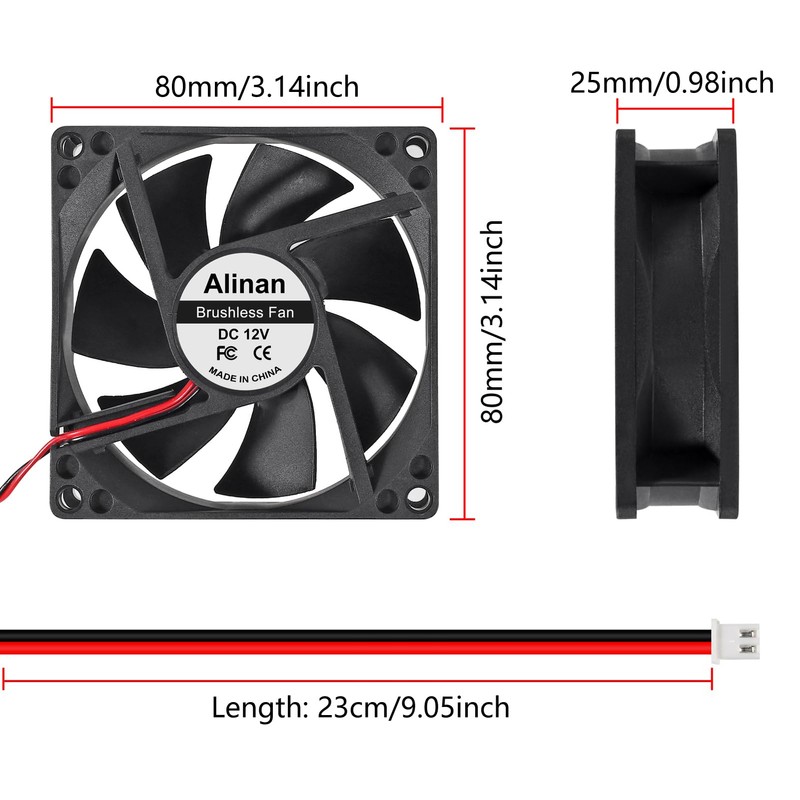 Alinan 4pcs 8025 80mm x 25mm 12V Dual Ball Bearings