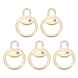 sourcing map Metal Zipper Pull Charm 5 Pcs Detachable Round Zipper Pull Replacement Slider Extender Repair Kits for Coats Jackets Pants Luggage Suitcase Purse Fasteners, Gold Tone